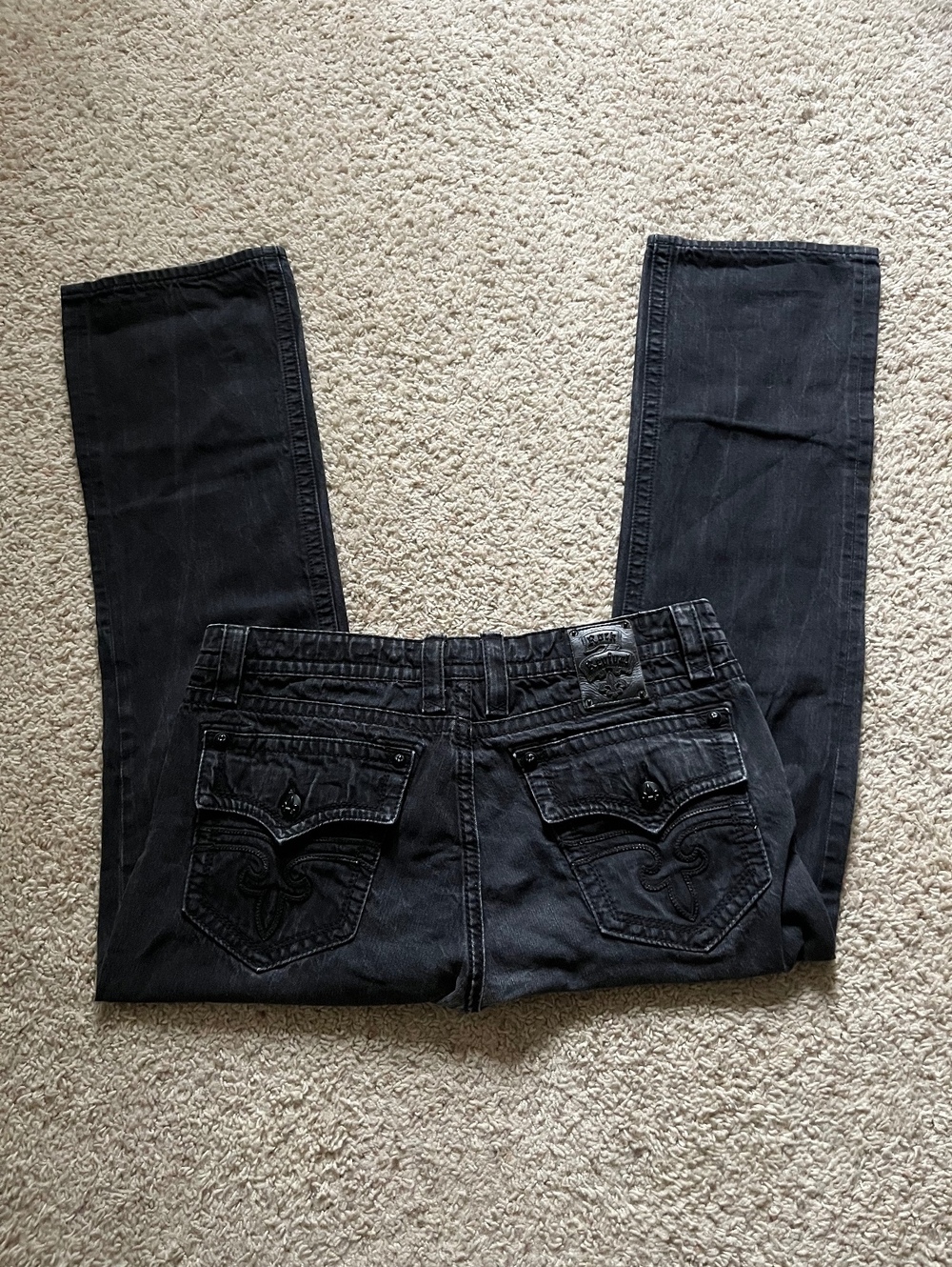 Rock Revival Steven Straight Grunge Black Jeans Size 40 Waist